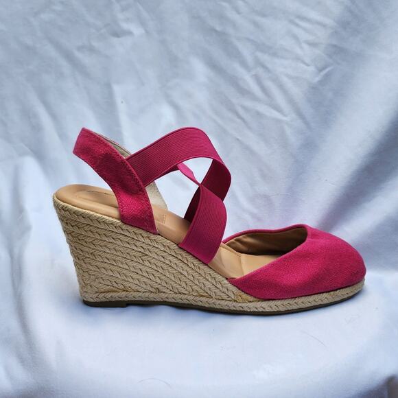 Me Too Hot Pink Brinley Espadrilles/Comfort Wedge Women's 10 - Picture 5 of 12